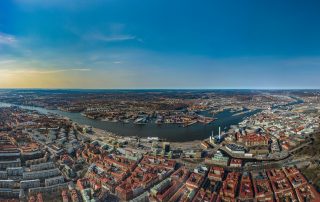 Gothenburg city overlooking houses