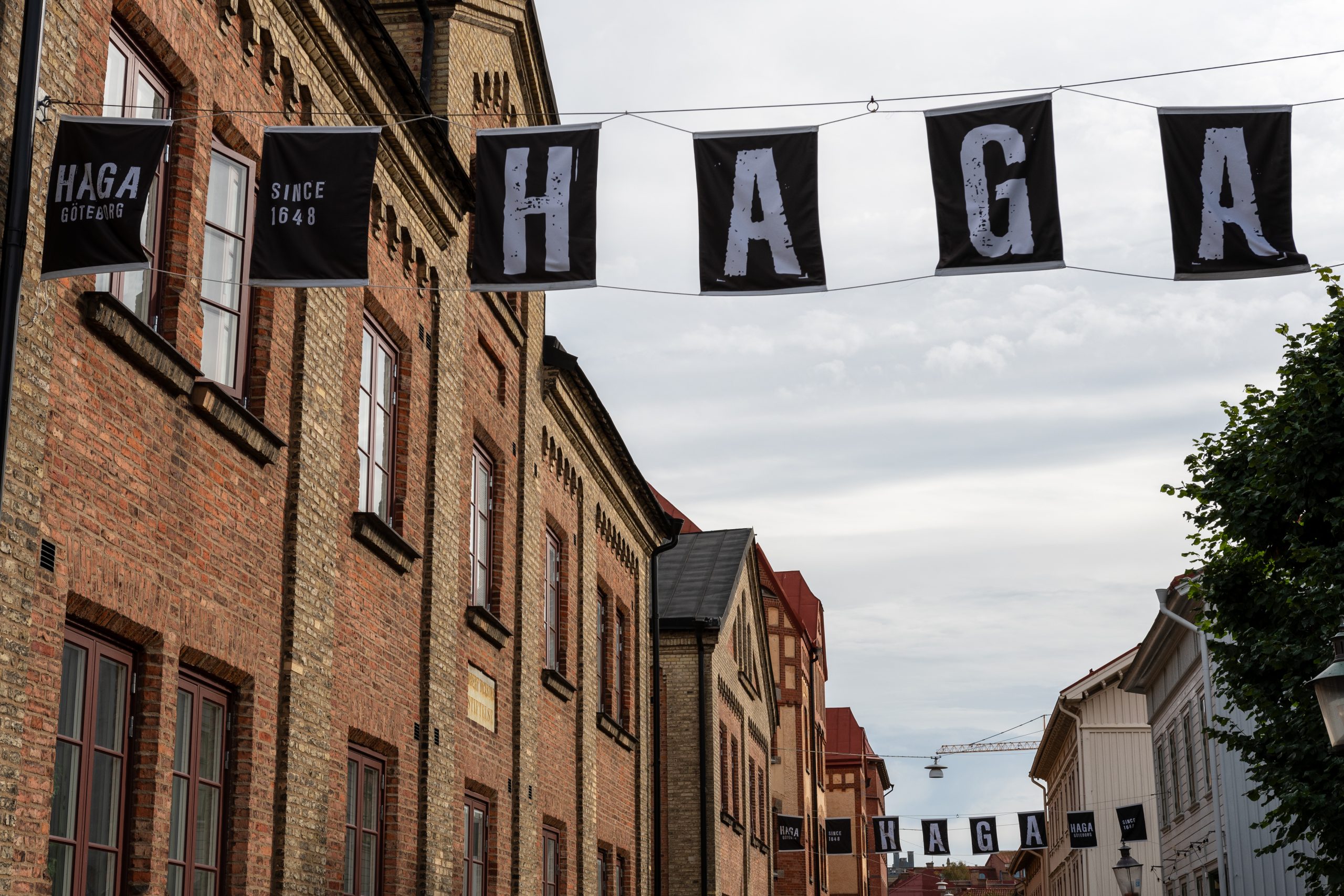 Gothenburg, Sweden: Haga district sign and architecture of the central historical part of Gothenburg “Haga” haga