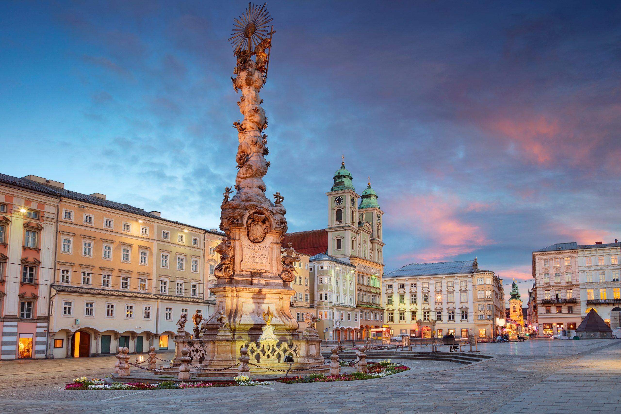 Linz, Austria. Cityscape image of main square of Linz, Austria d