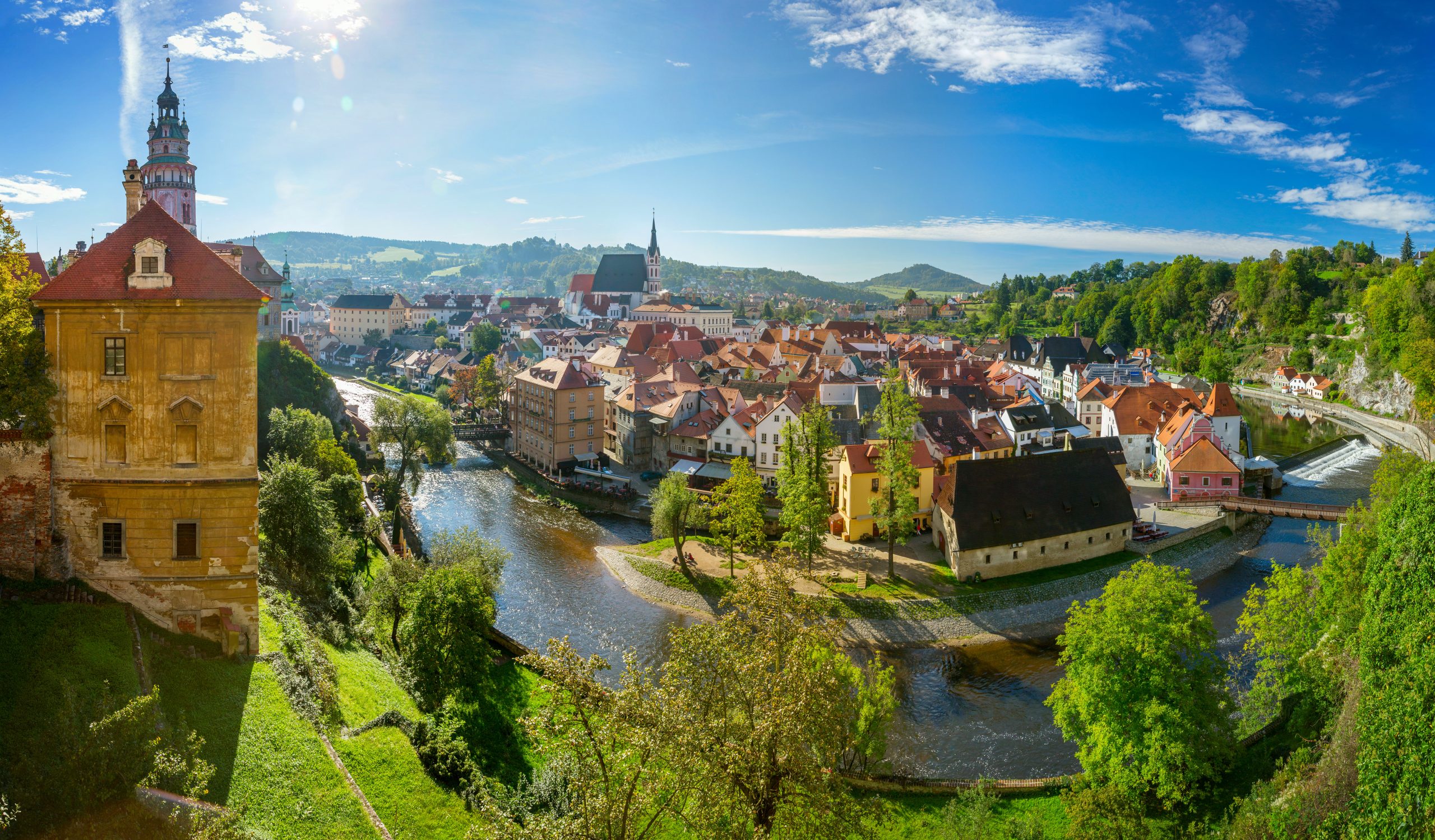 Panoramic view of Cesky Krumlov, Czech Republic